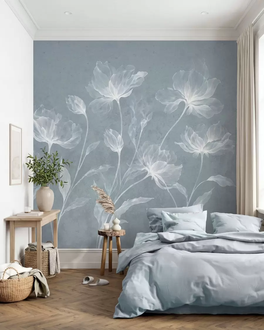 wall murals Елегантни прозрачни цветови са провидним слојевитим латицама на дугим нежним стабљикама w05579v2
