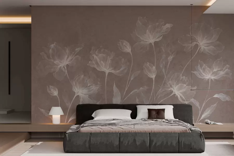 wall murals Елегантни прозрачни цветови са провидним слојевитим латицама на дугим нежним стабљикама w05579v3