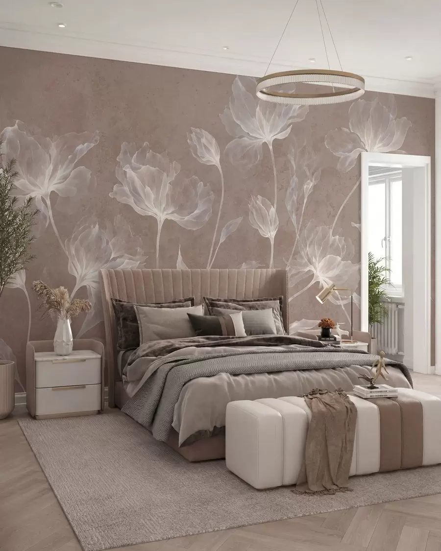 wall murals Елегантни прозрачни цветови са провидним слојевитим латицама на дугим нежним стабљикама w05579v3