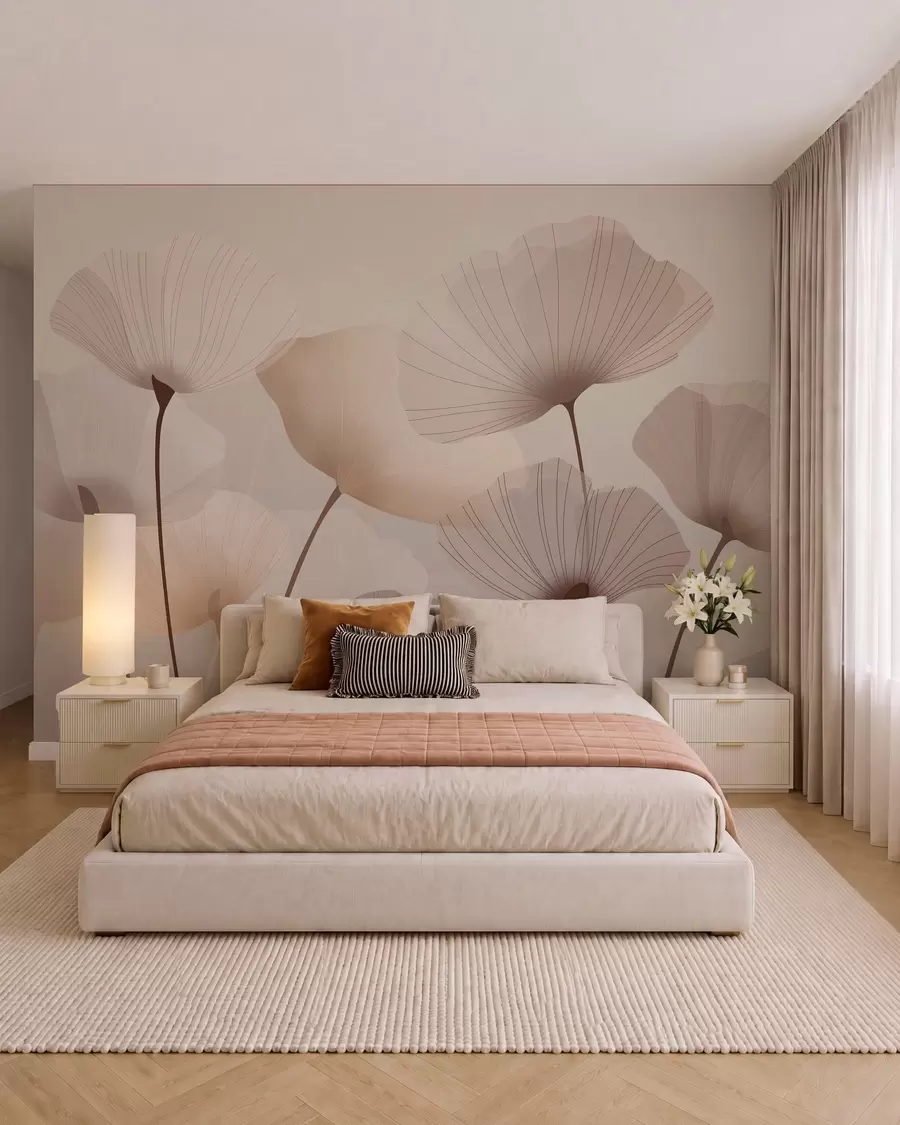 wall murals Елегантне латице на високим стабљикама у пастелним нијансама w05212