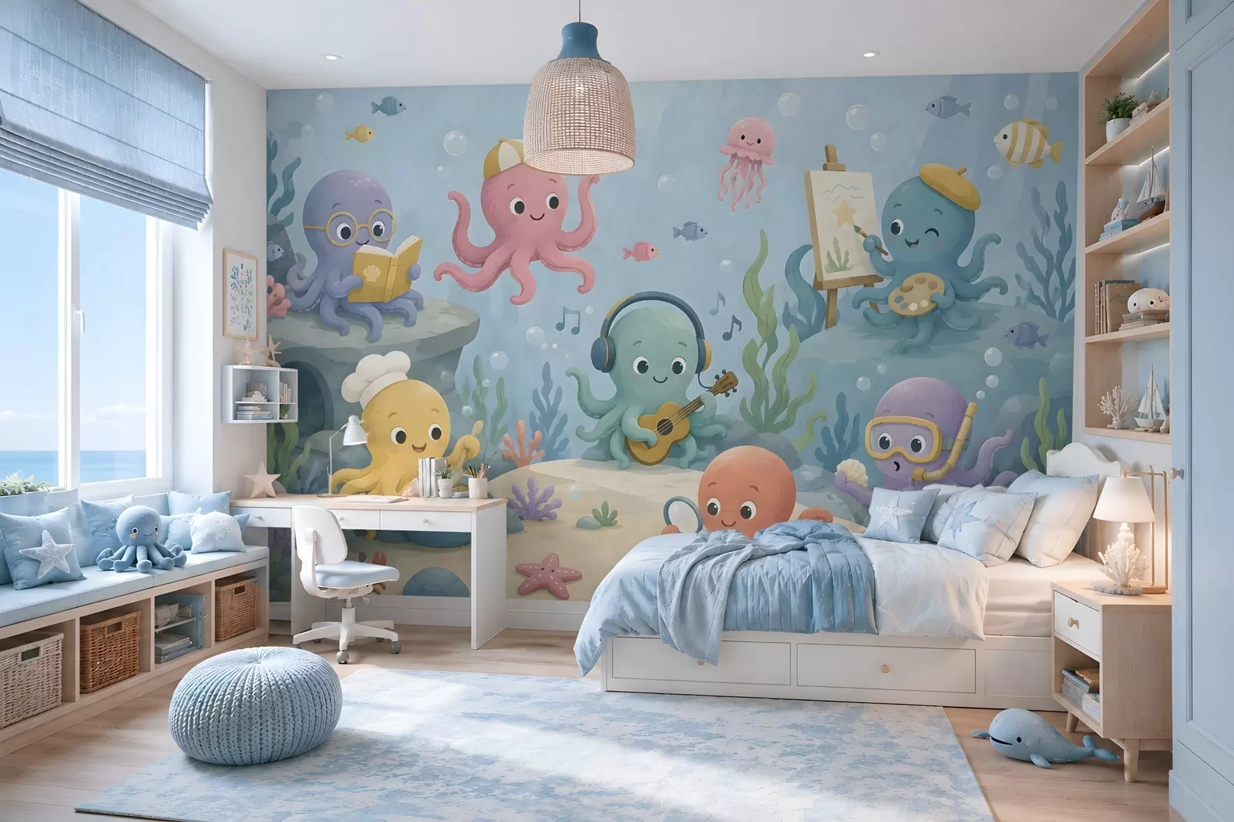 wall murals Веселе, креативне хоботнице у подводном свету w05568