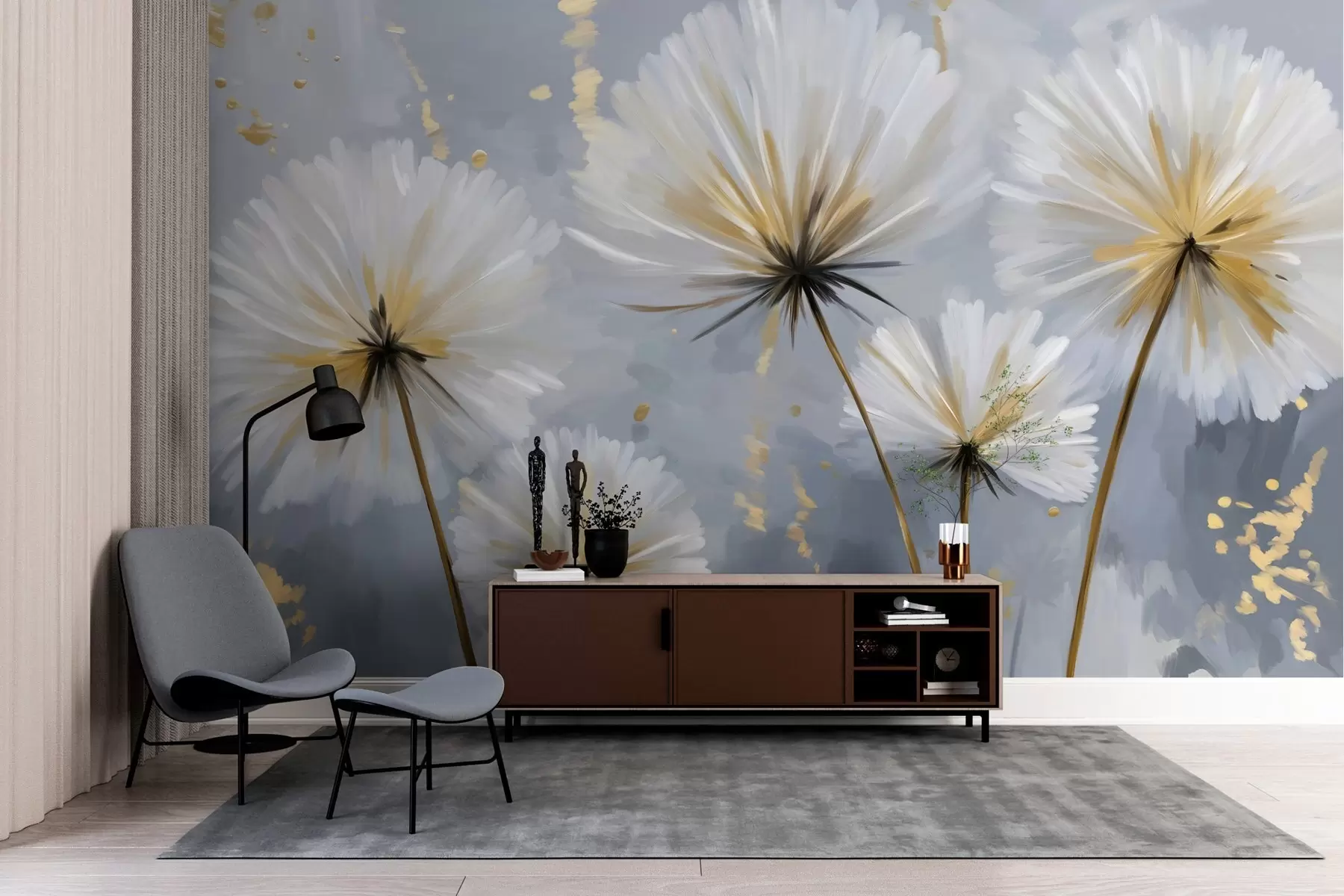 wall murals бујни маслачци у сликовитом стилу w05570