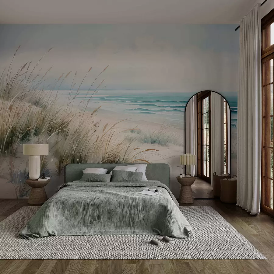 wall murals Пешчана плажа са таласима и динама w05537