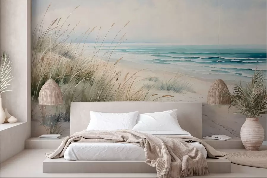 wall murals Пешчана плажа са таласима и динама w05537