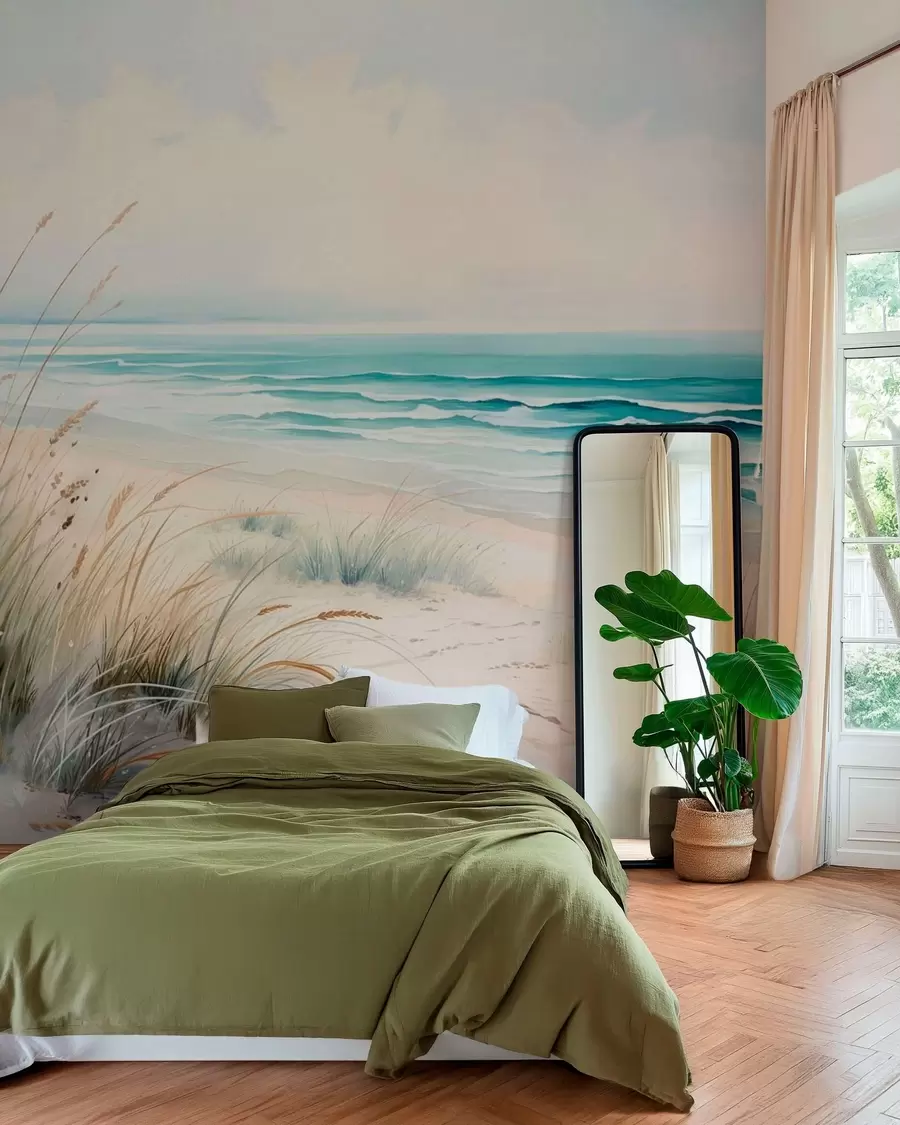 wall murals Пешчана плажа са таласима и динама w05537