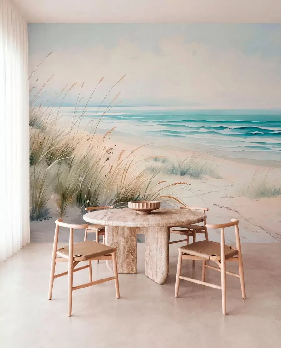 wall murals Пешчана плажа са таласима и динама w05537
