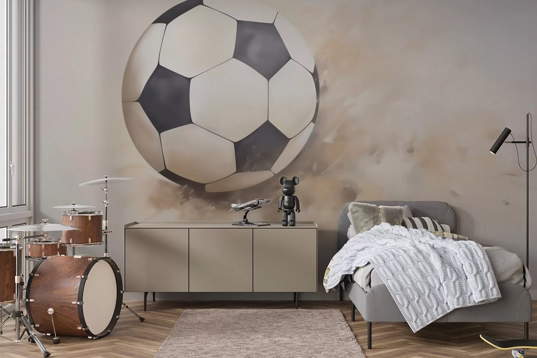 wall murals Сликање имитације фудбалске лопте w05640