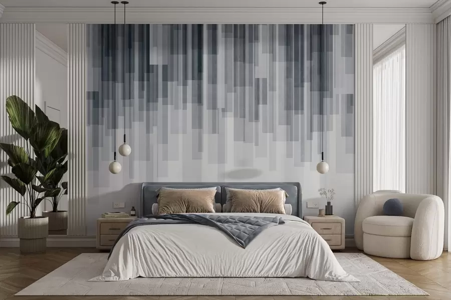 wall murals Текстурирани вертикални правоугаоници различите транспарентности и нијанси плаве, апстрактна уметност w09889v2