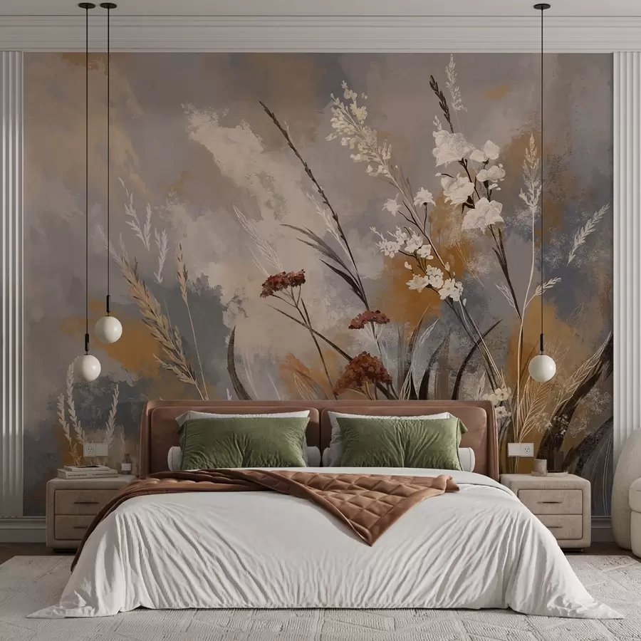 wall murals Апстрактне ливадске биљке у топлим природним тоновима w05539