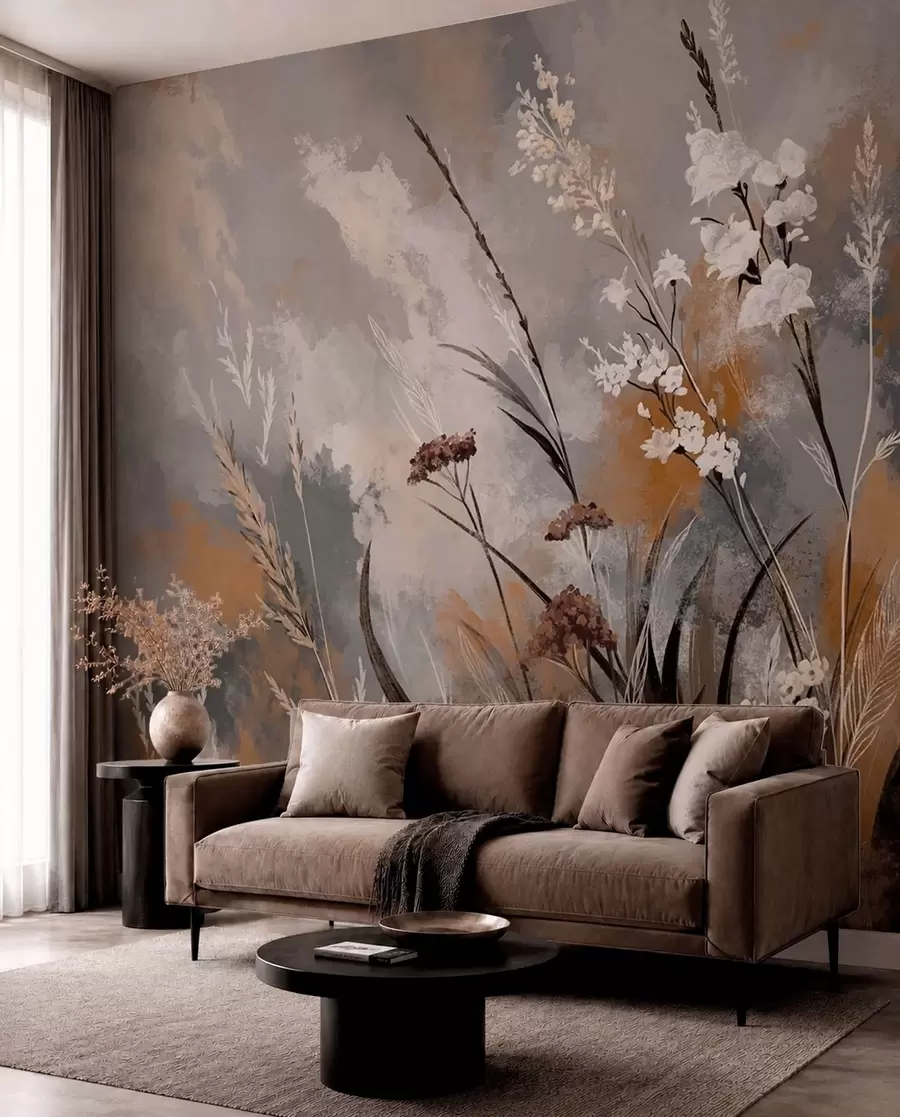 wall murals Апстрактне ливадске биљке у топлим природним тоновима w05539