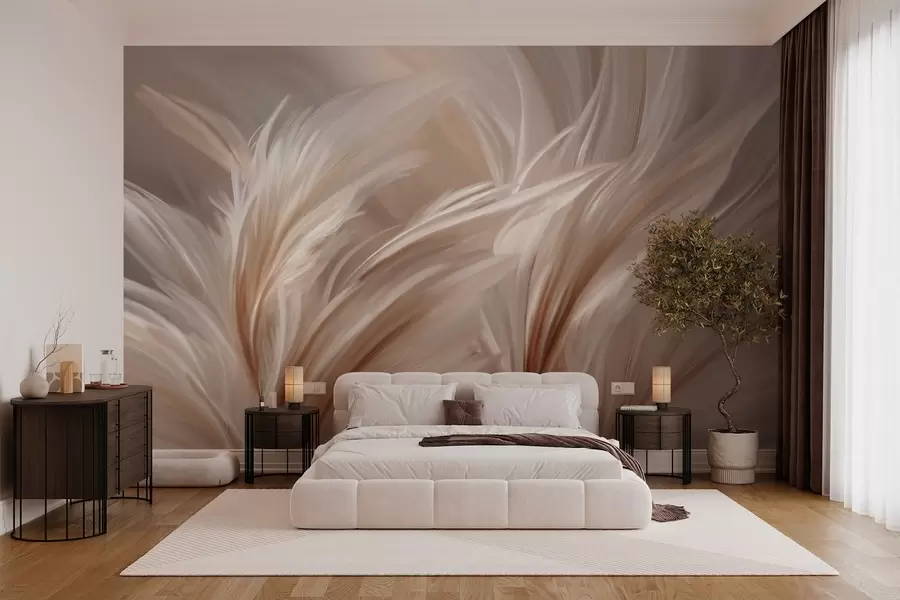wall murals Елегантно перје у нијансама беж и браон w05658