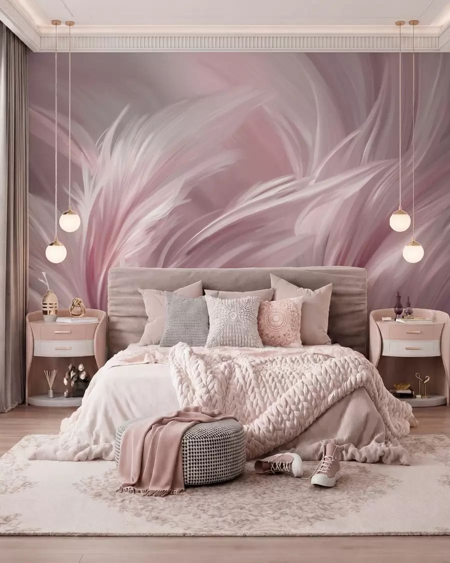 wall murals Елегантно перје у нијансама ружичасте w05658v1