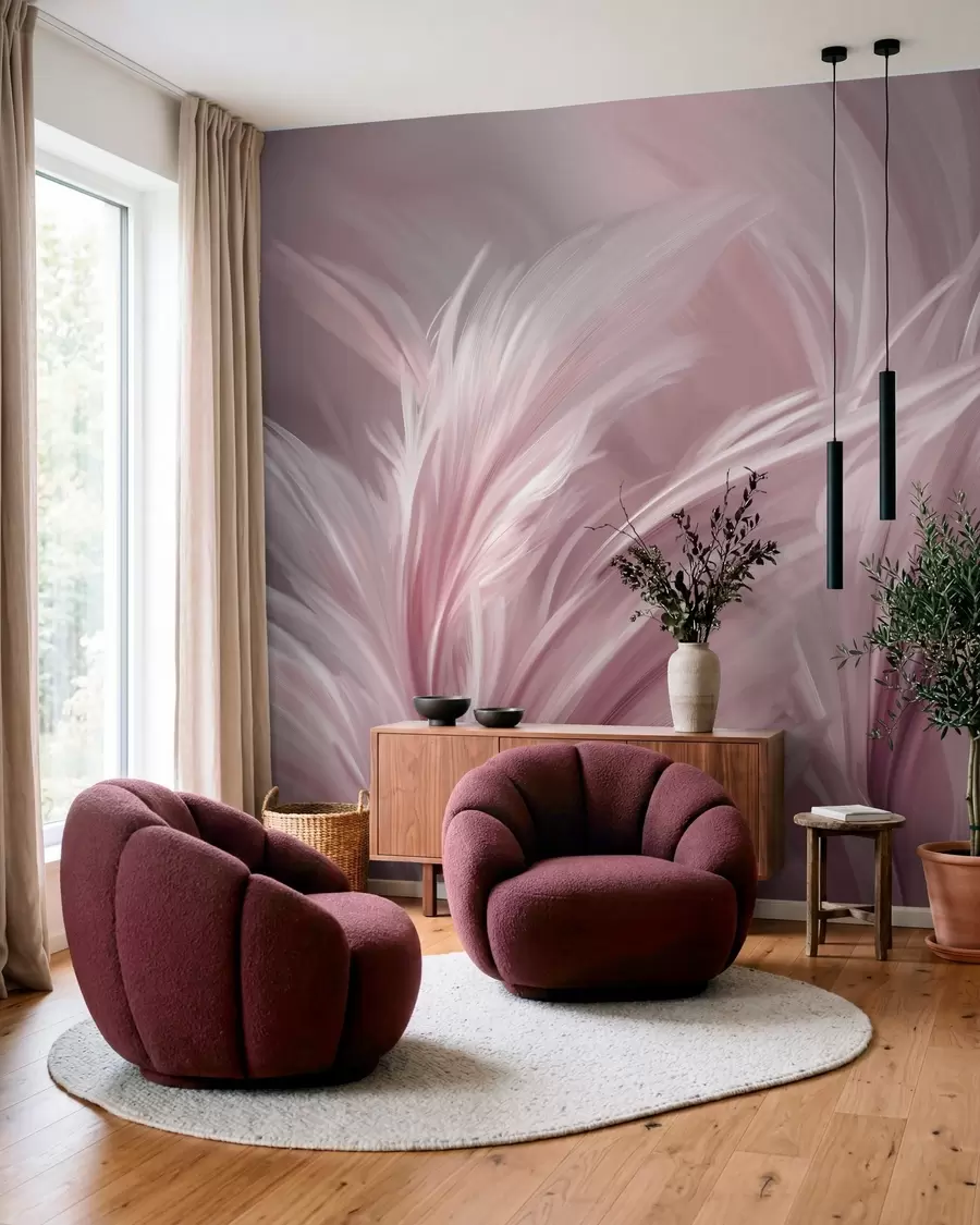 wall murals Елегантно перје у нијансама ружичасте w05658v1