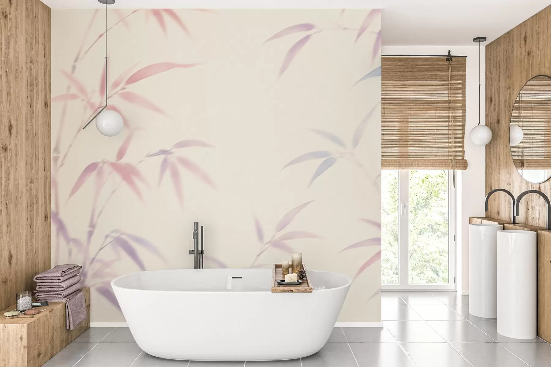 wall murals Апстрактни бамбусови листови w05666
