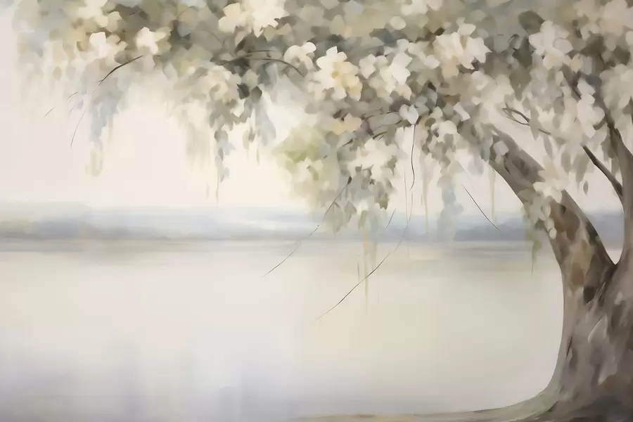 wall murals Имитација слике дрвета поред језера w05670