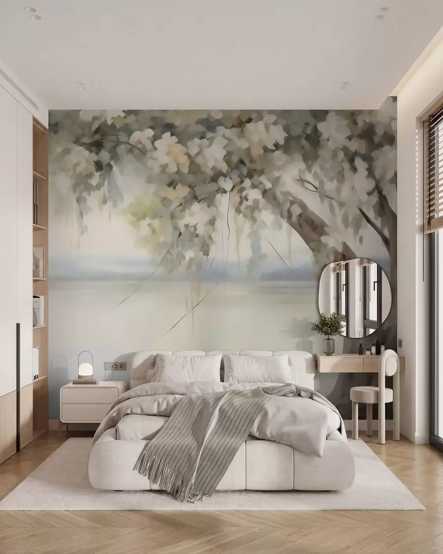 wall murals Имитација слике дрвета поред језера w05670