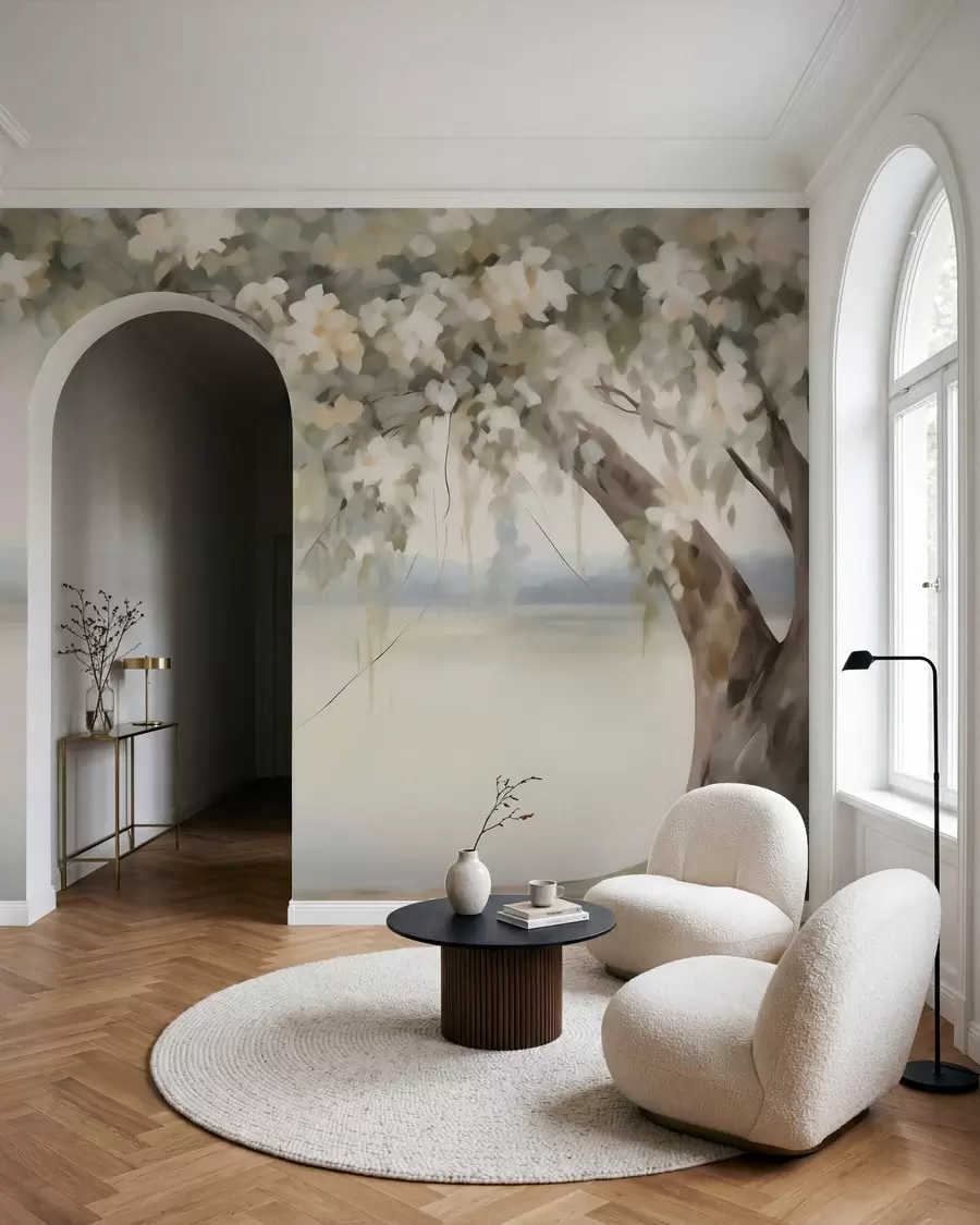 wall murals Имитација слике дрвета поред језера w05670
