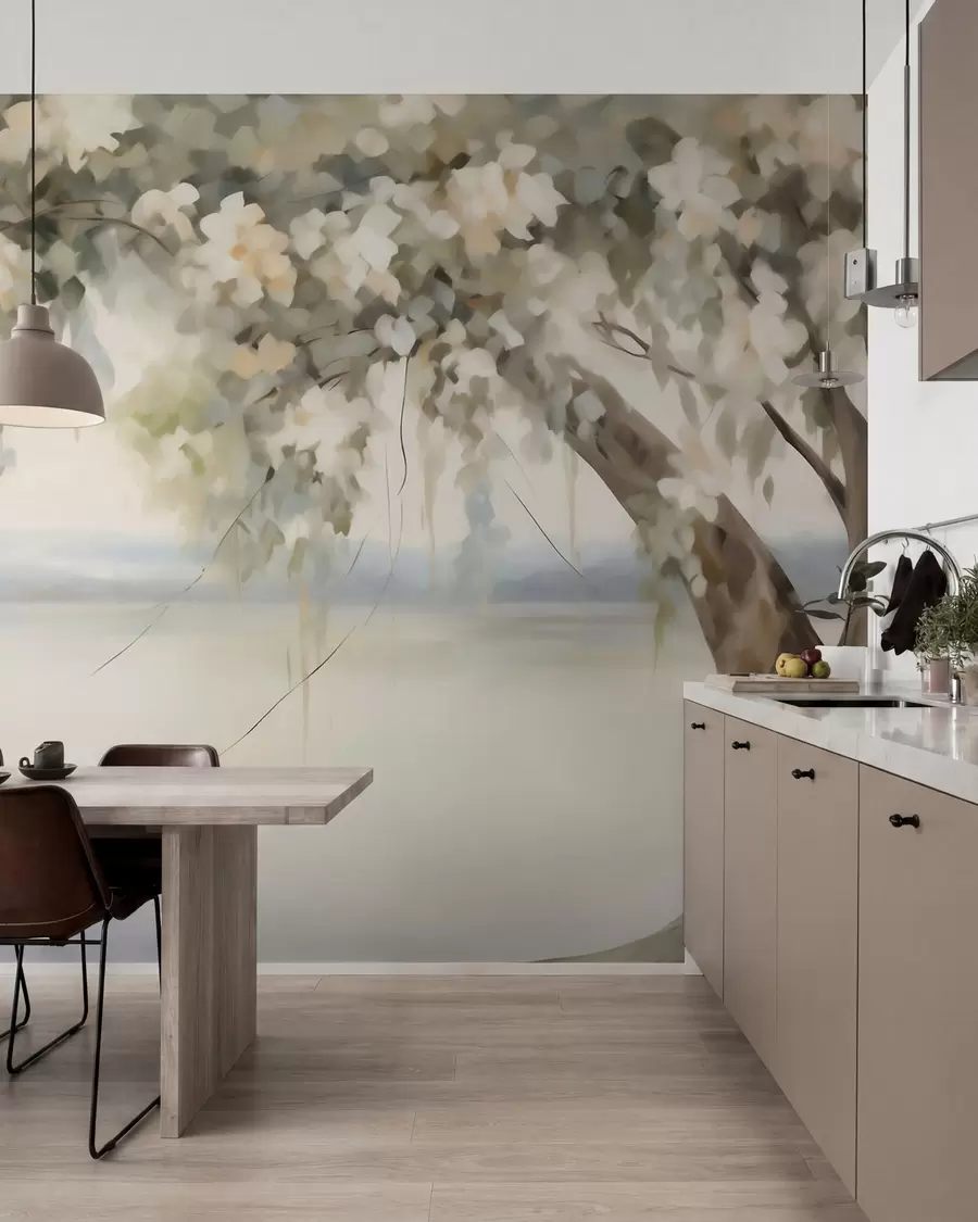 wall murals Имитација слике дрвета поред језера w05670