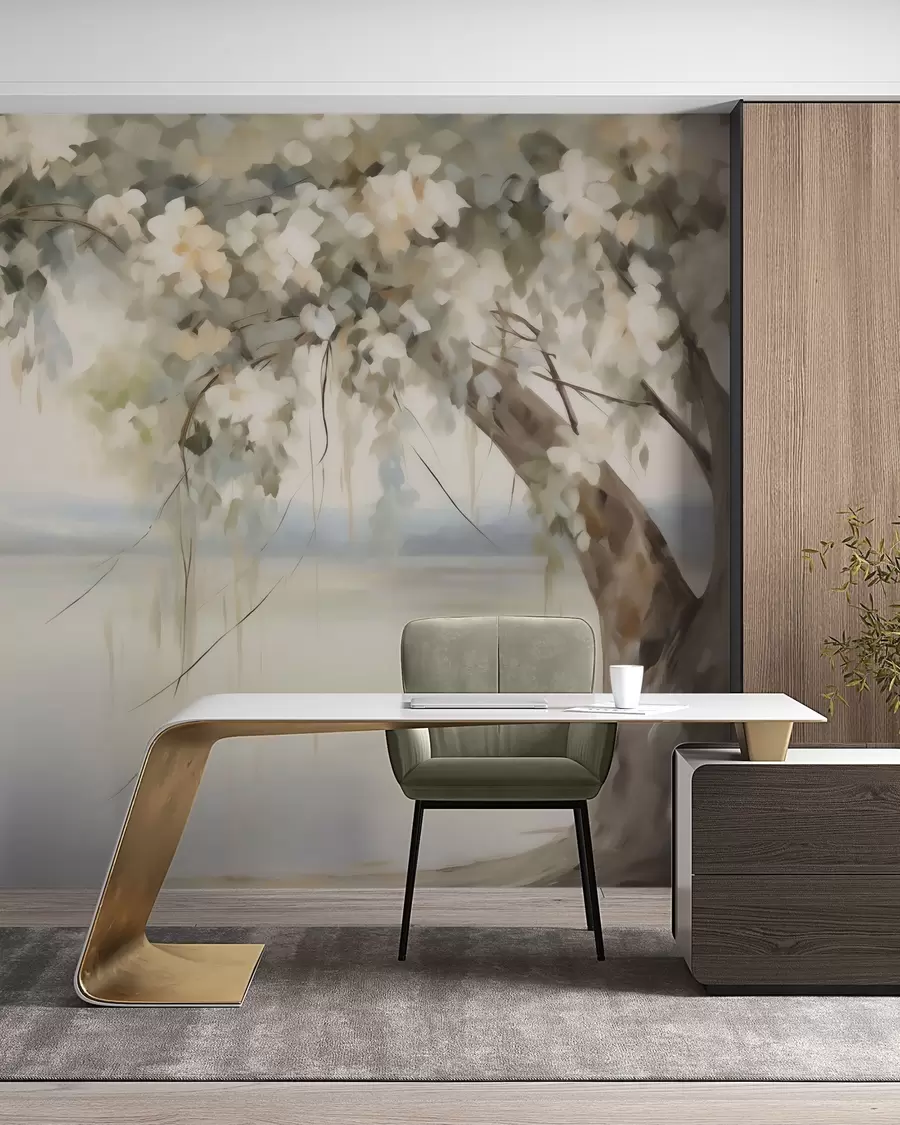 wall murals Имитација слике дрвета поред језера w05670