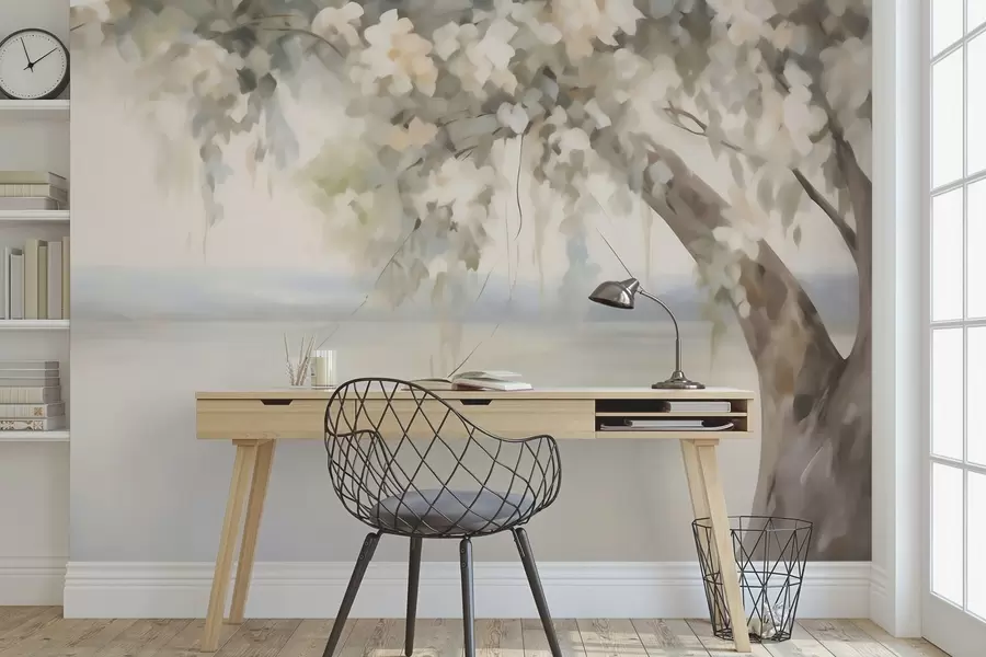 wall murals Имитација слике дрвета поред језера w05670