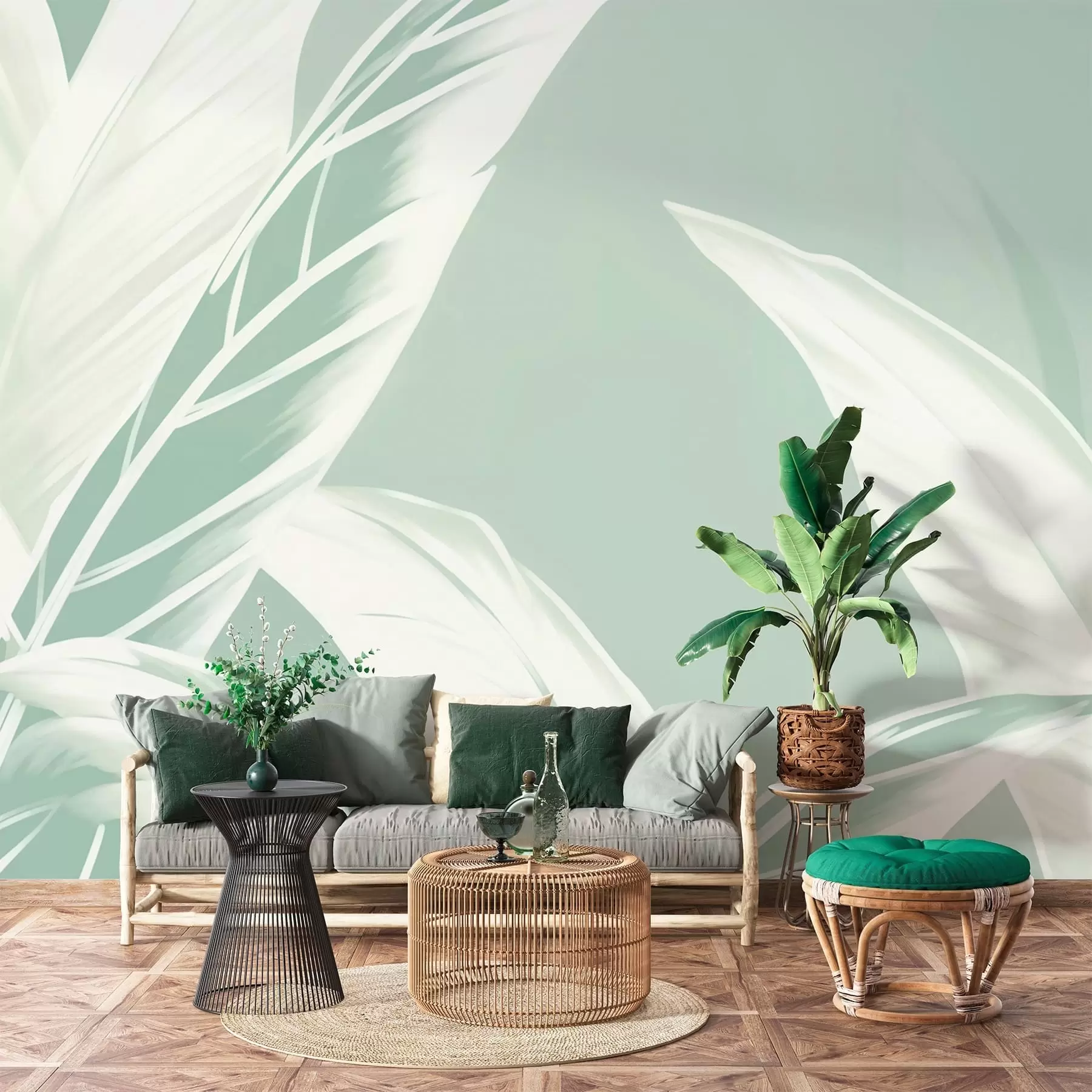 wall murals Дуги листови банане w05681