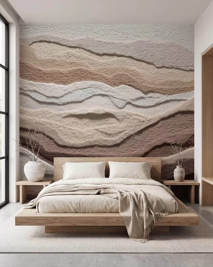 wall murals Текстурирани зидни мурал са слојевитим пешчаним формацијама у топлој беж палети w09807