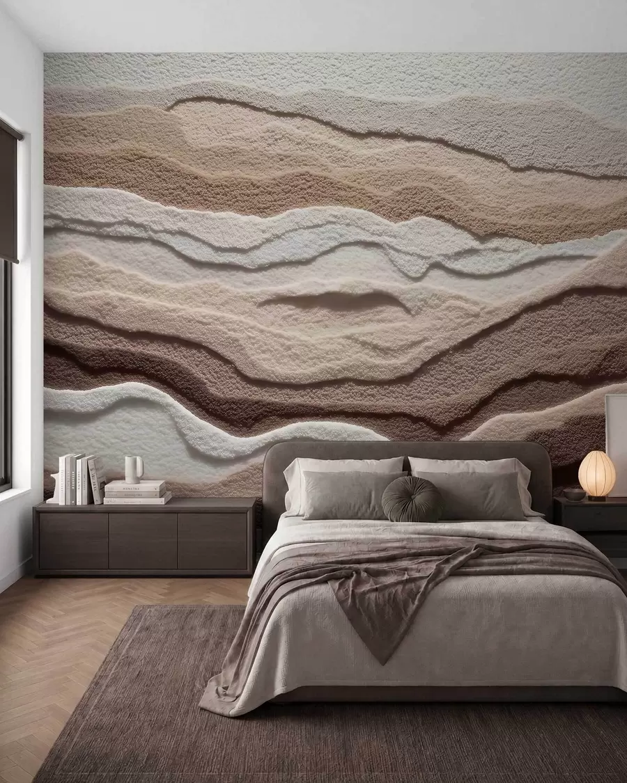 wall murals Текстурирани зидни мурал са слојевитим пешчаним формацијама у топлој беж палети w09807