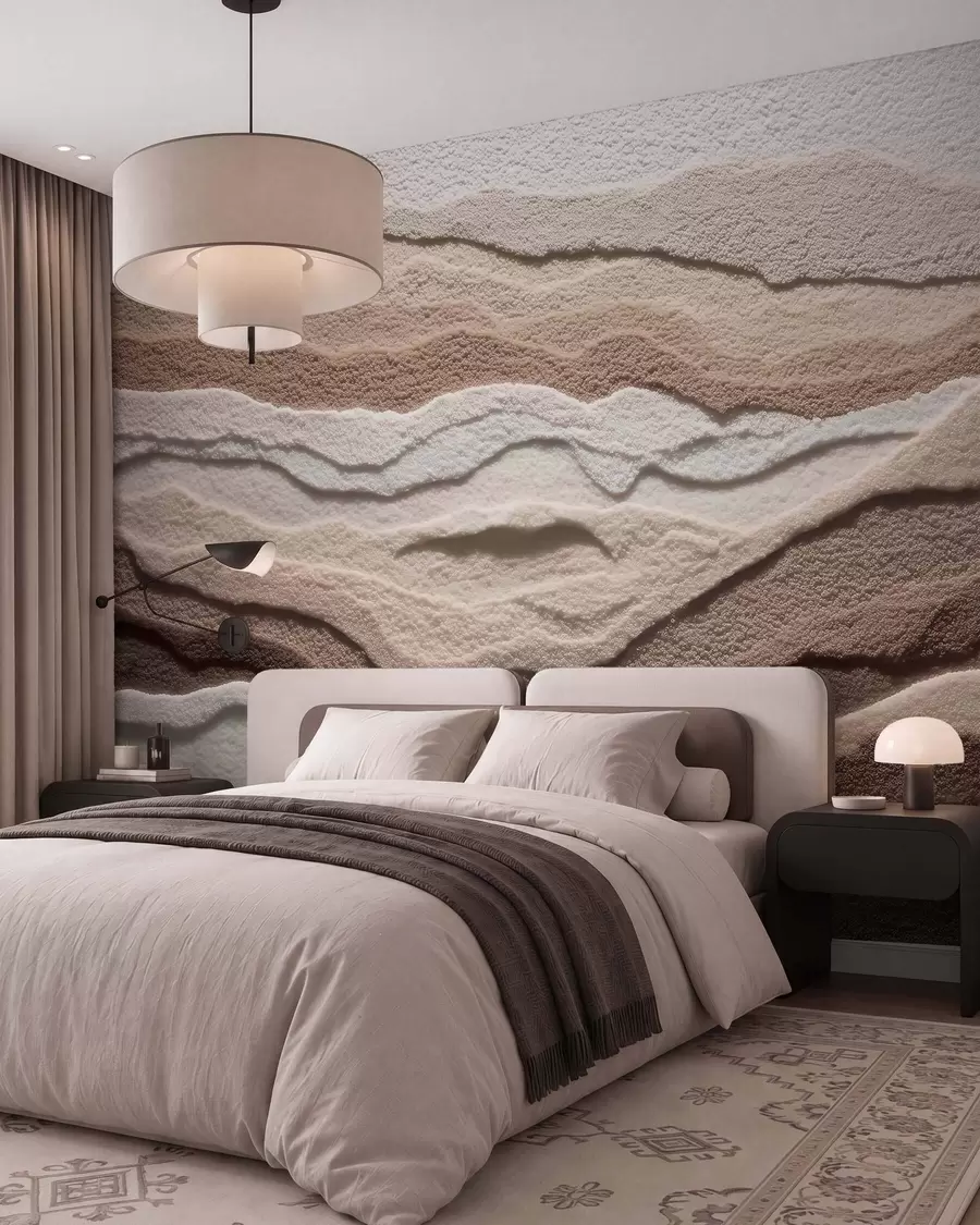 wall murals Текстурирани зидни мурал са слојевитим пешчаним формацијама у топлој беж палети w09807