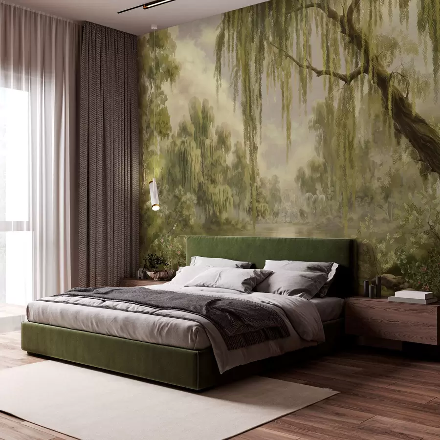 wall murals Осенчени пејзаж са врбама изнад воде w05631v2