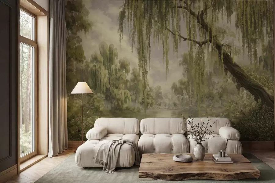 wall murals Осенчени пејзаж са врбама изнад воде w05631v2