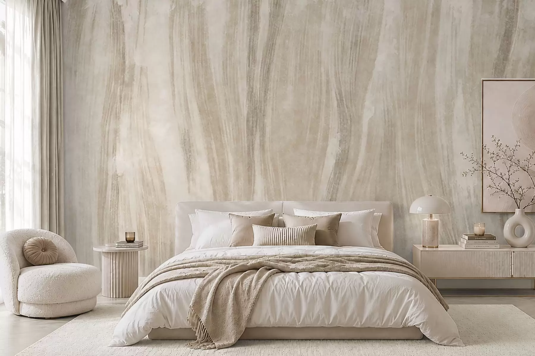 wall murals Лагана апстрактна текстура са меким вертикалним прелазима у кремастим нијансама w05686