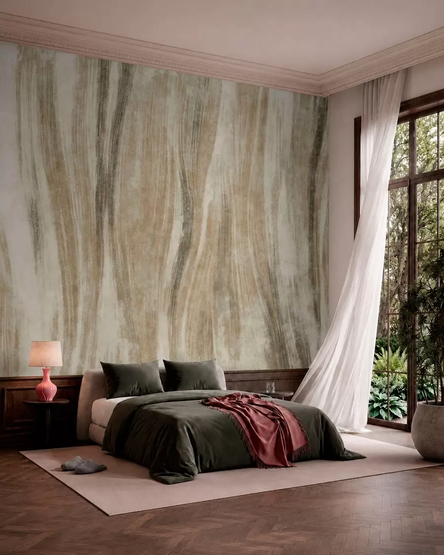 wall murals Апстрактна текстура са текућим вертикалним пругама у сиво-беж тоновима w05686v1