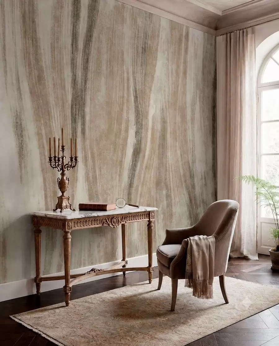 wall murals Апстрактна текстура са текућим вертикалним пругама у сиво-беж тоновима w05686v1