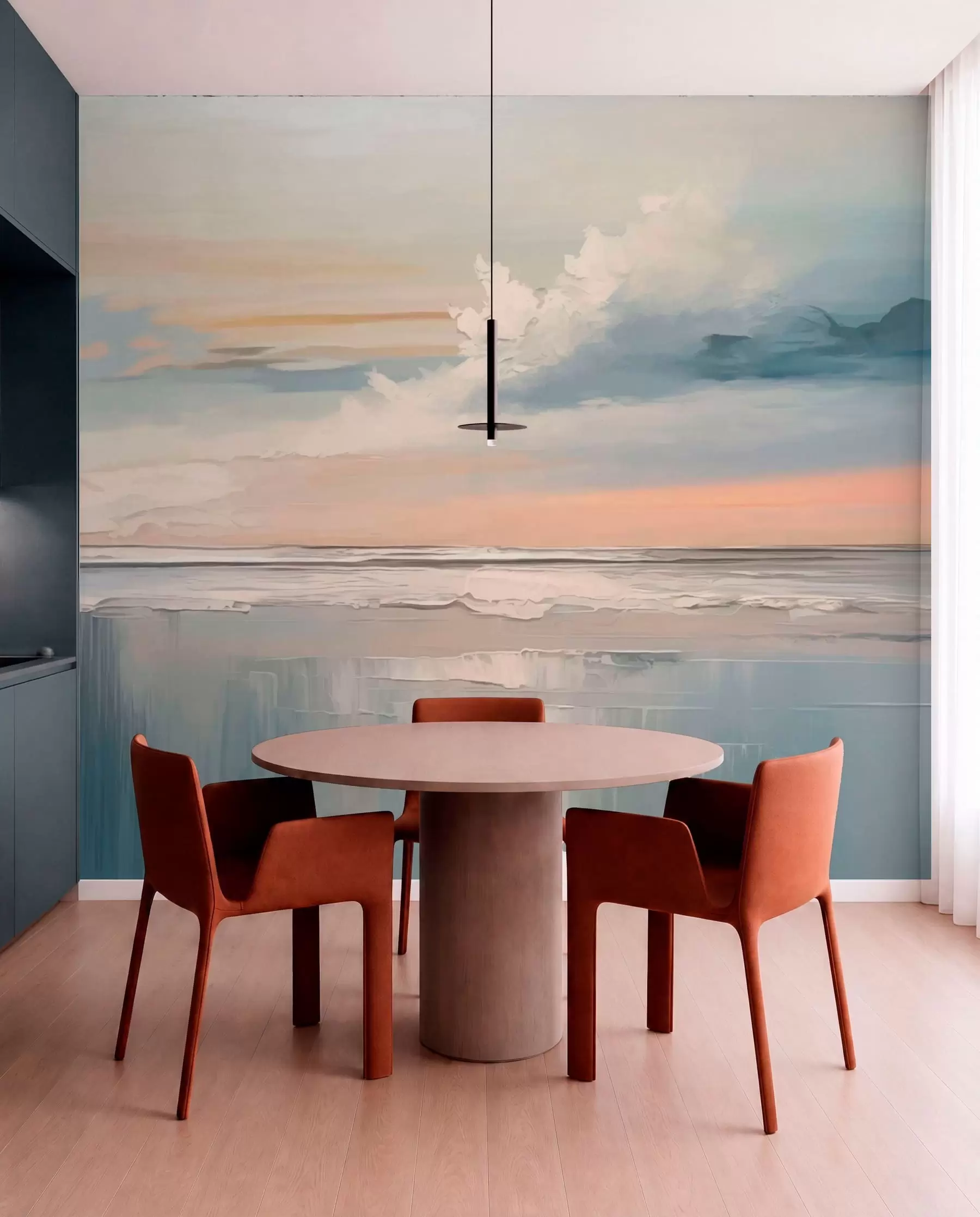 wall murals Пастелна обала са облацима и одразом воде w05687