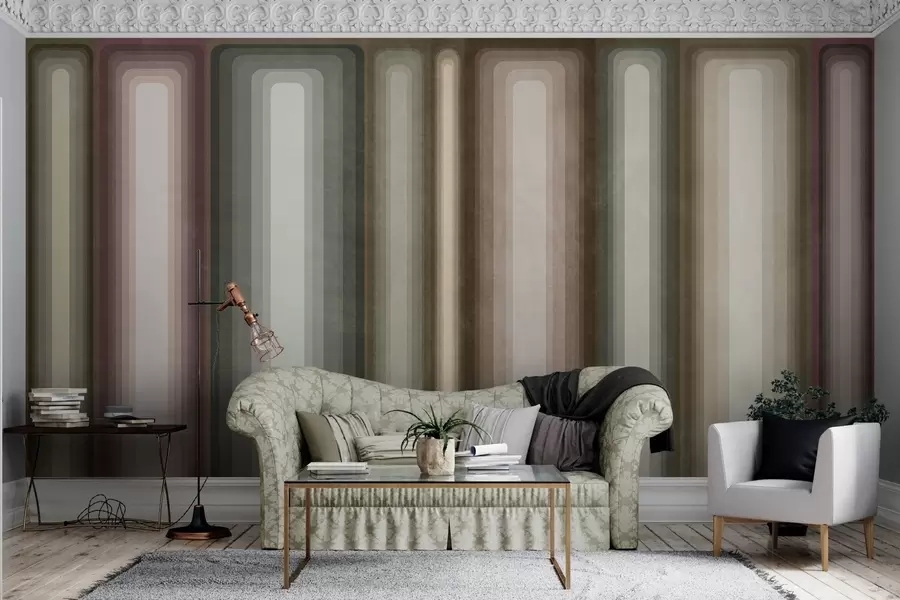 wall murals Текстурирани апстрактни вертикални заобљени правоугаоници у пригушеним тоновима смеђе, беж и бледо ружичасте боје w09905