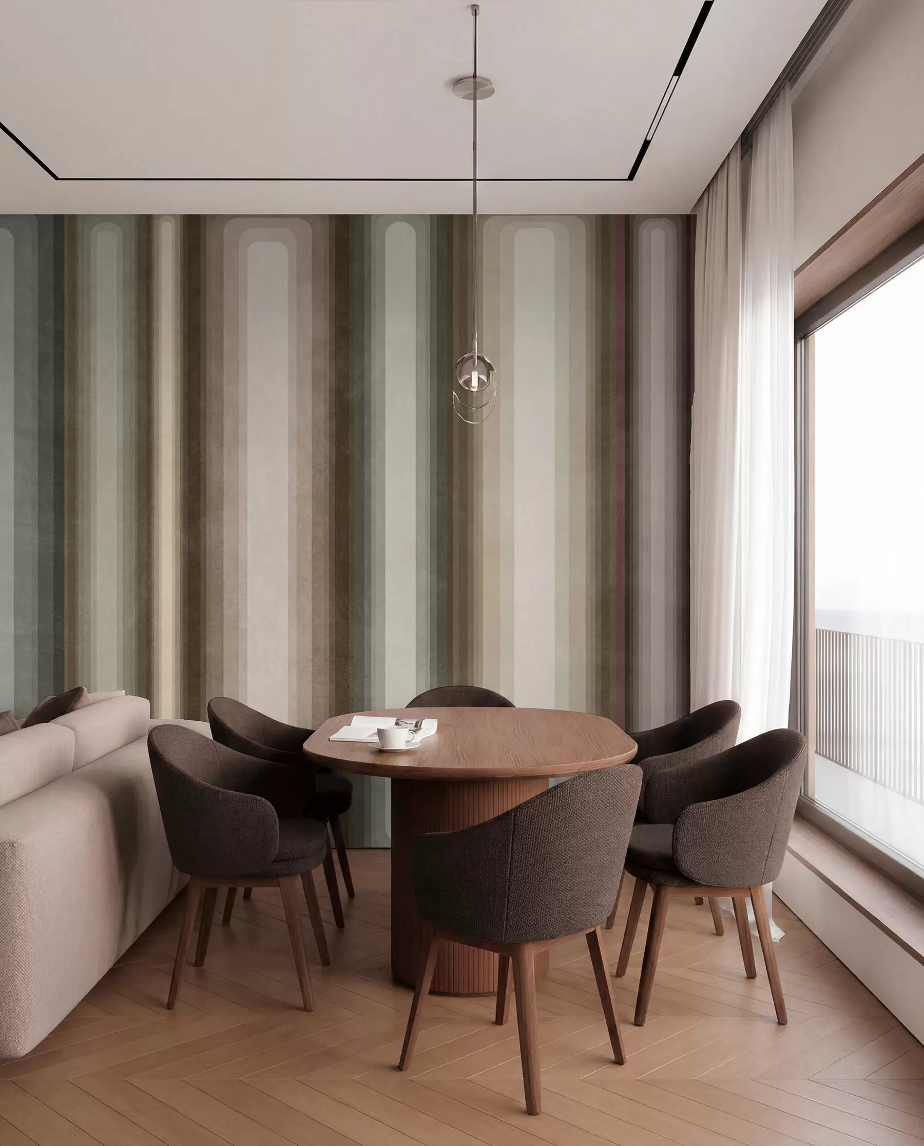 wall murals Текстурирани апстрактни вертикални заобљени правоугаоници у пригушеним тоновима смеђе, беж и бледо ружичасте боје w09905