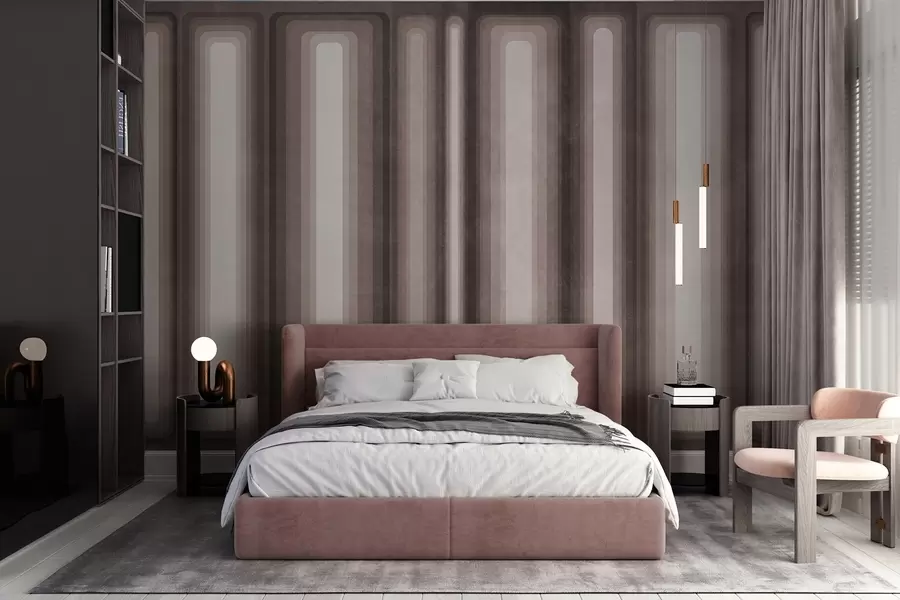 wall murals Текстурирани апстрактни вертикални заобљени правоугаоници у пригушеним тоновима браон боје w09905v1