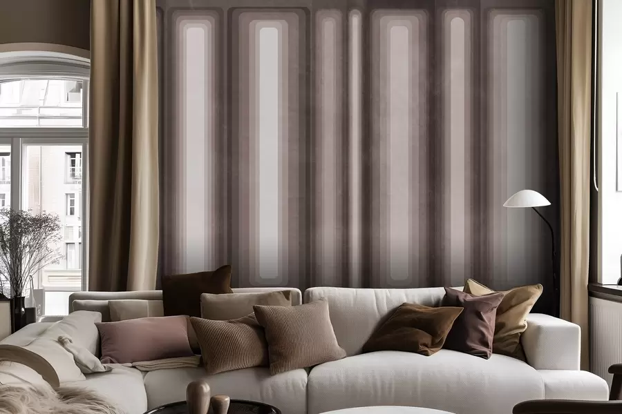 wall murals Текстурирани апстрактни вертикални заобљени правоугаоници у пригушеним тоновима браон боје w09905v1
