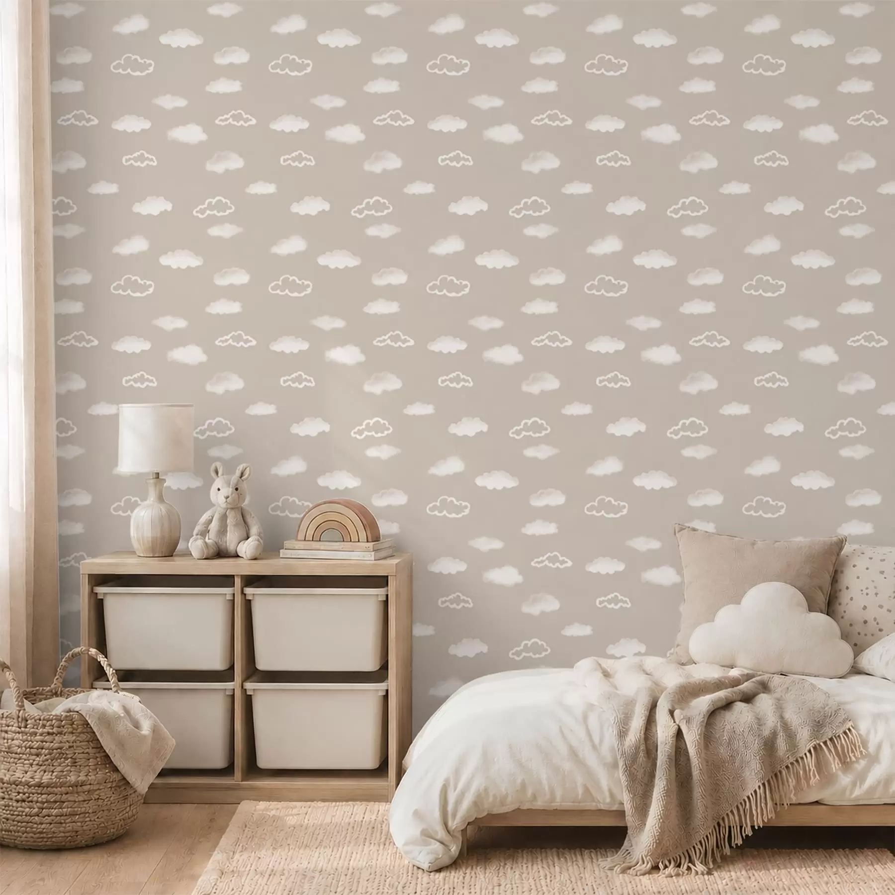 wall murals Меки бели облаци на топлој беж позадини a00442
