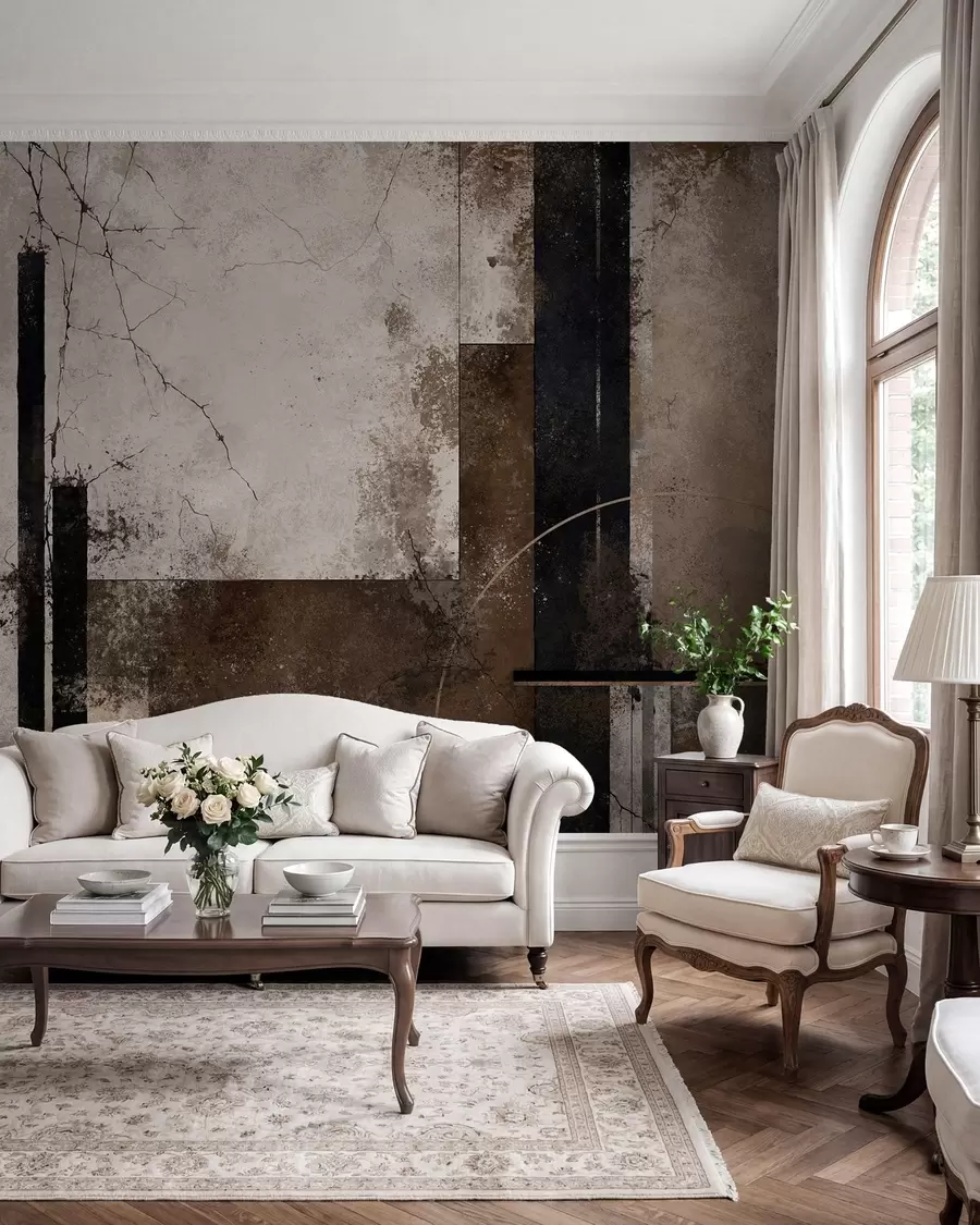 wall murals Апстрактна композиција са тамним линијама и текстурама w05541