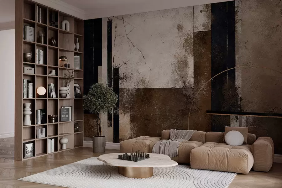 wall murals Апстрактна композиција са тамним линијама и текстурама w05541