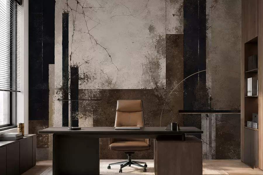 wall murals Апстрактна композиција са тамним линијама и текстурама w05541
