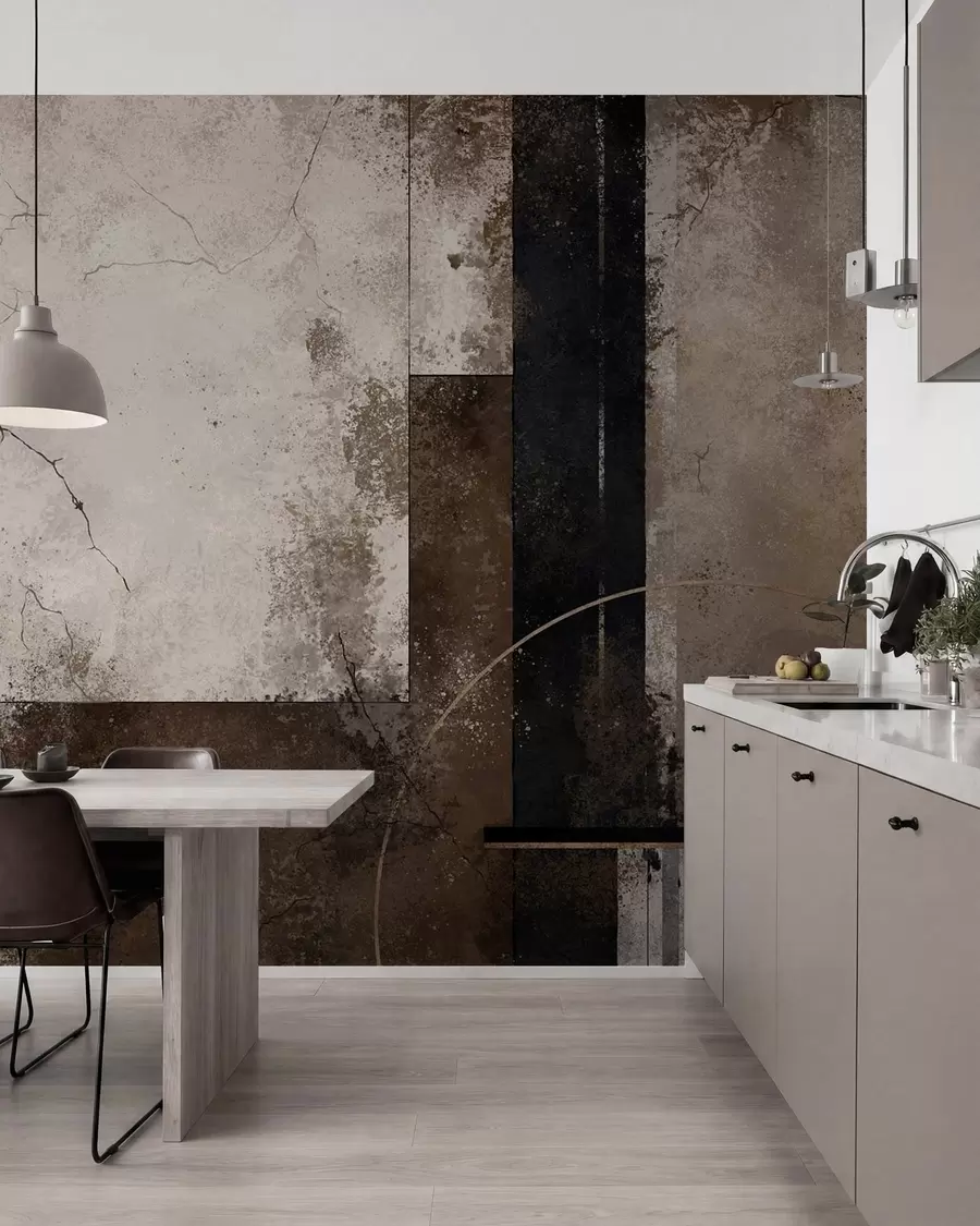 wall murals Апстрактна композиција са тамним линијама и текстурама w05541