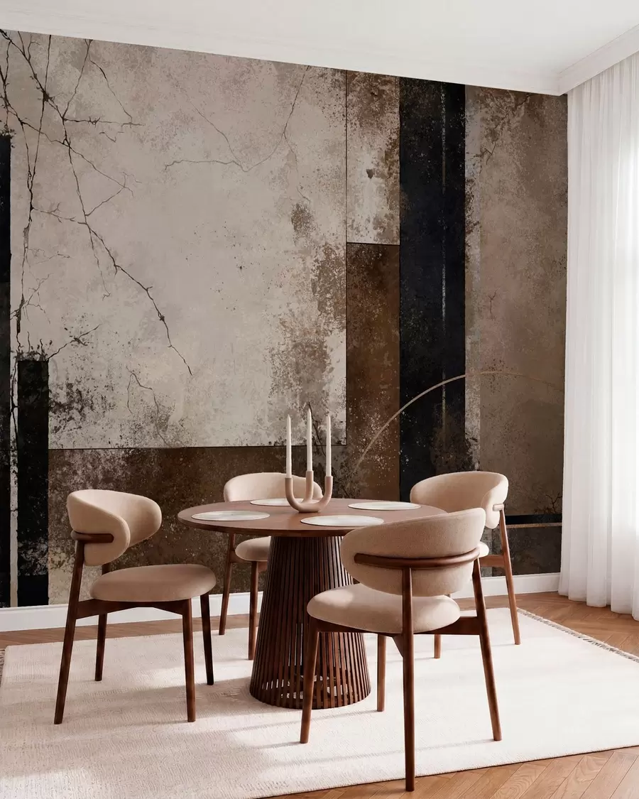 wall murals Апстрактна композиција са тамним линијама и текстурама w05541
