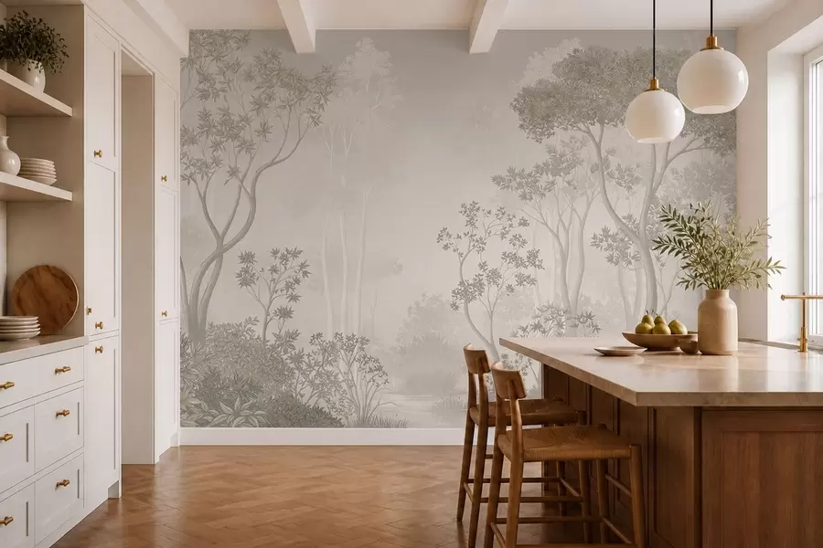 wall murals Светло магловита шума у меким неутралним тоновима w05700v1