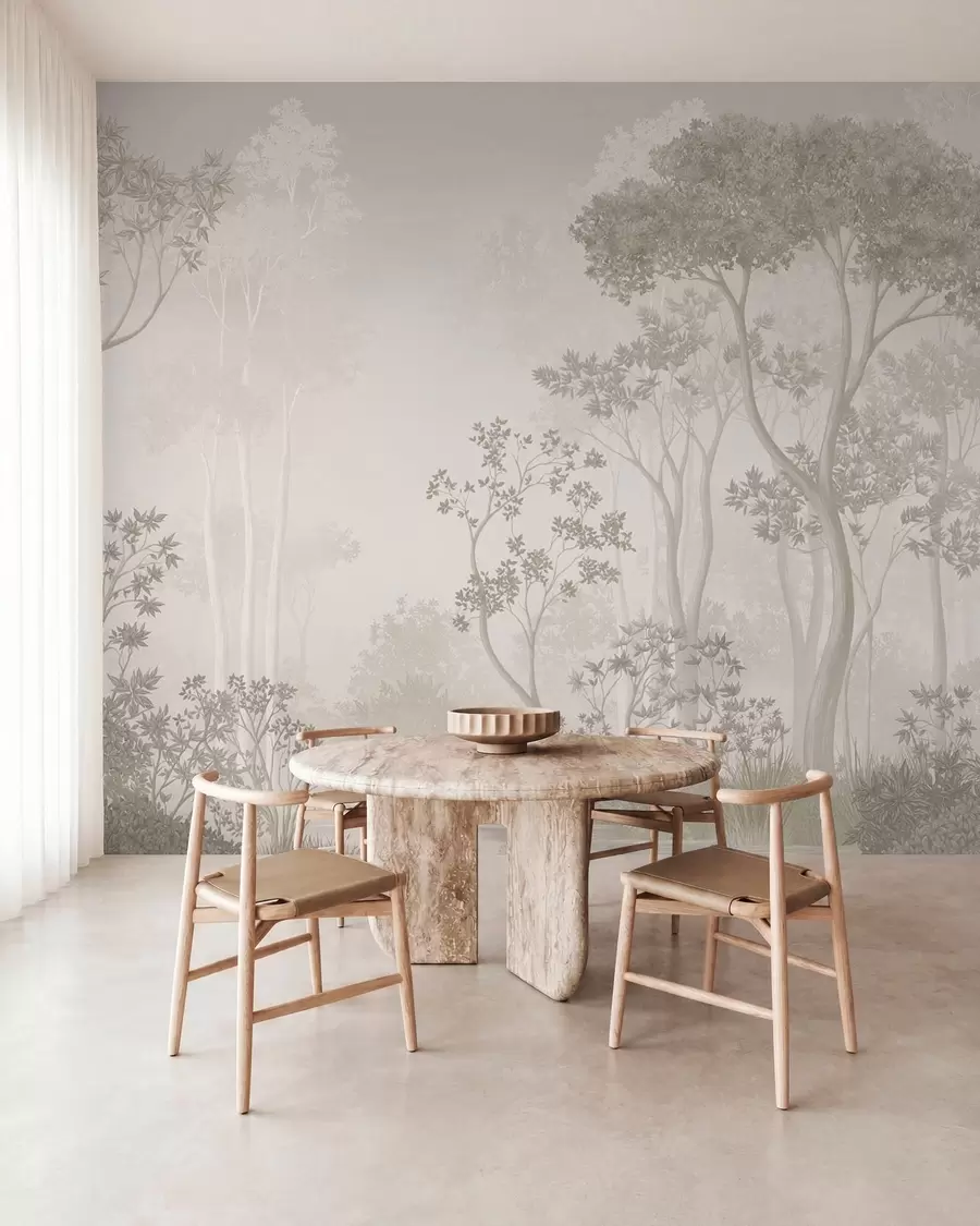wall murals Светло магловита шума у меким неутралним тоновима w05700v1