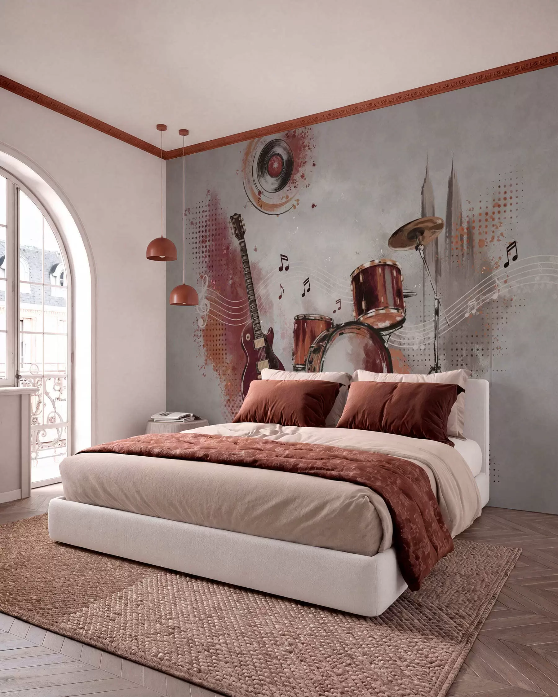 wall murals Музички инструменти у топлим бордо тоновима w05546v1