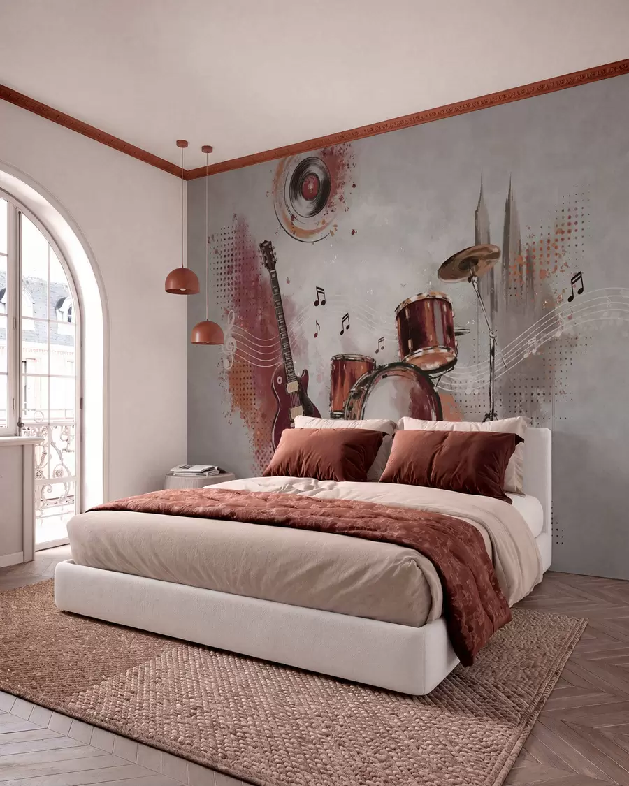 wall murals Музички инструменти у топлим бордо тоновима w05546v1