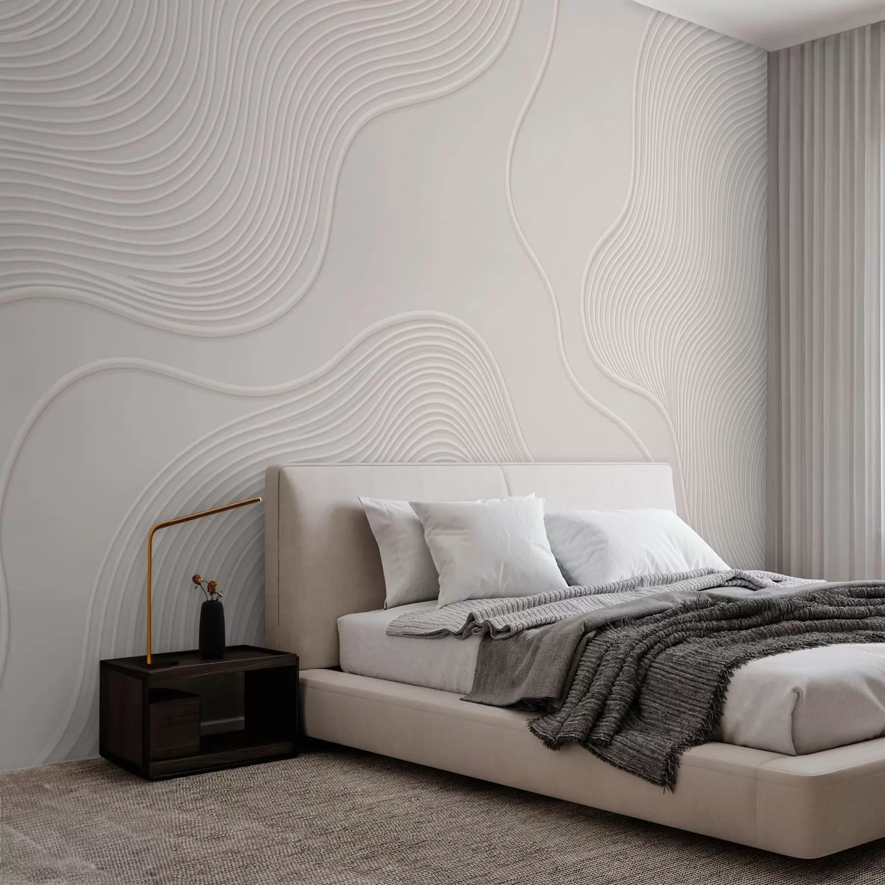 wall murals Апстрактни рељеф са течним таласастим линијама w05689