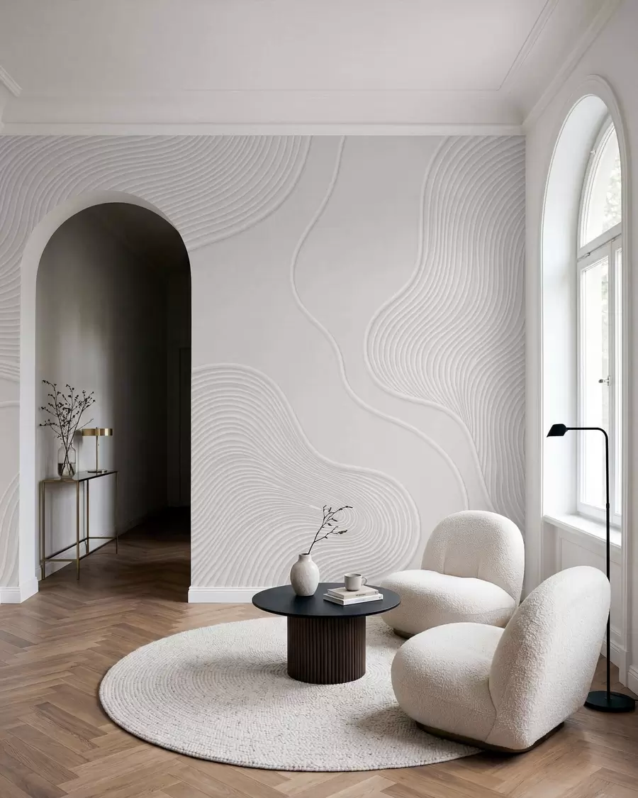 wall murals Апстрактни рељеф са течним таласастим линијама w05689